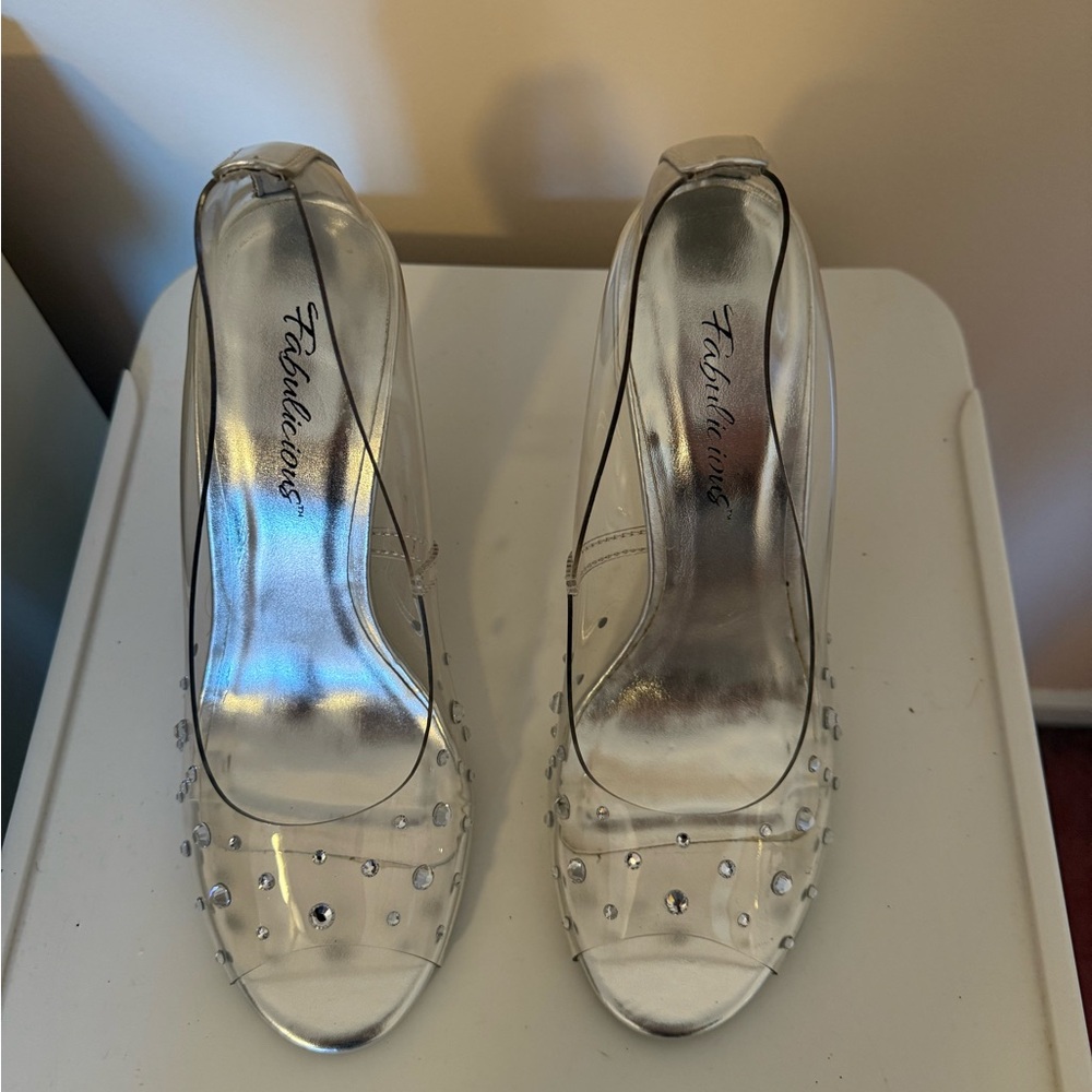 Clear Rhinestone Embellished Heels - Picture 5 of 11
